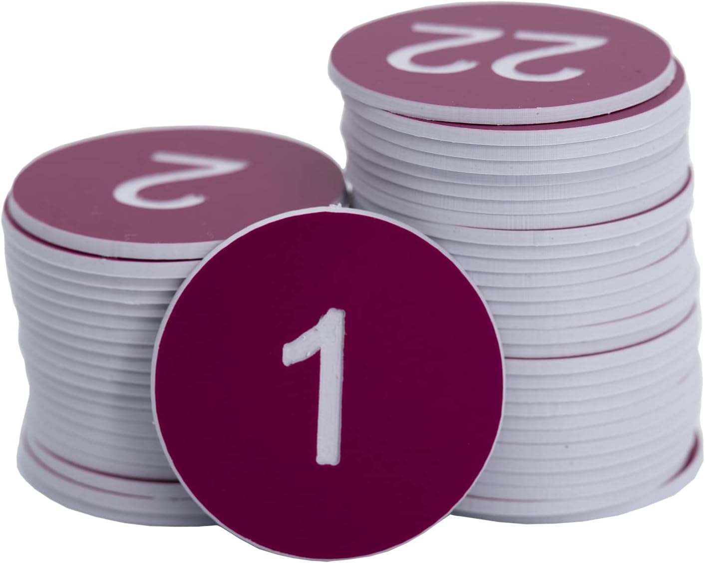 StayMax Plastic Number Tags Engraved Numbered Tags Without Hole (1-50, Purple)