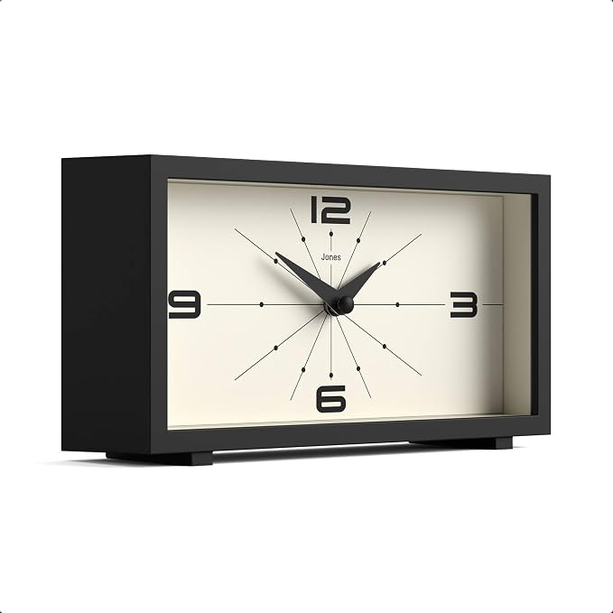 JONES CLOCKS® Odeon Desk Clock | Modern Rectangular Design | Black | Stylish - Image 2