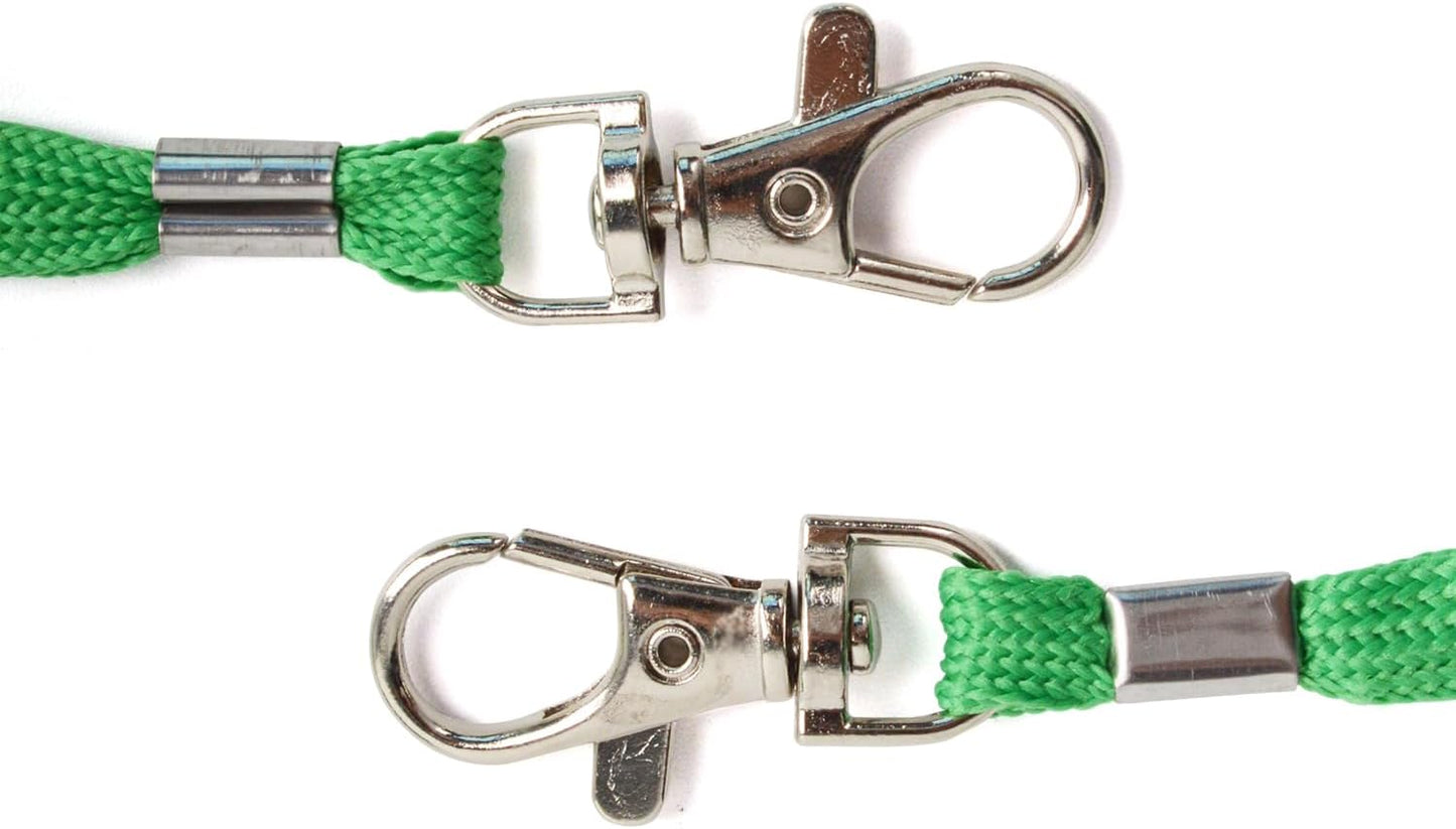 Lanyards 10 Pcs Bulk Lanyard for Id Badges Flat Lanyard with Badge Clip Swivel Hook (10, Green)