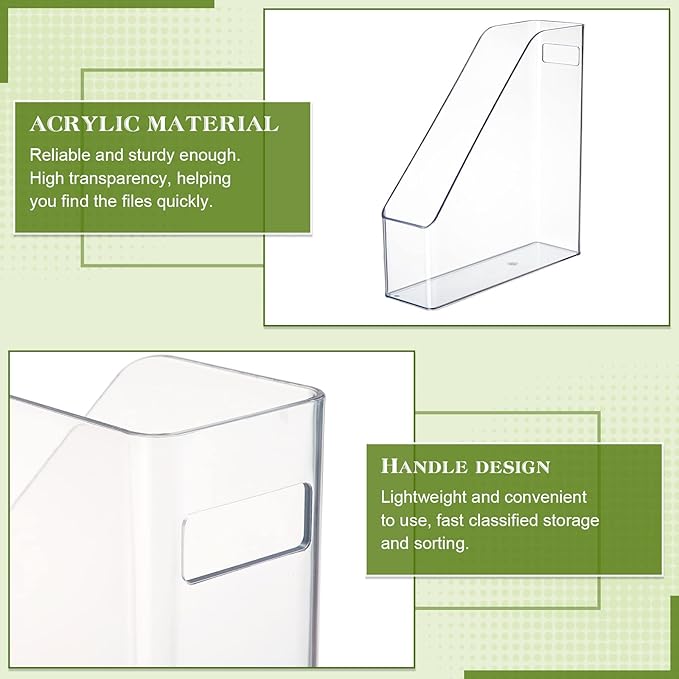 6 Pcs Clear Acrylic Magazine File Holder Plastic Desk Organizer - Image 3