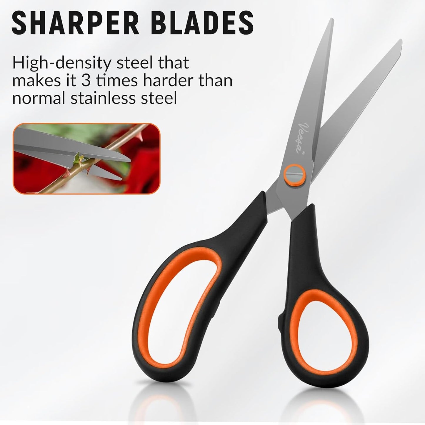 Scissors, 3-Pack Titanium Coated Non-Stick Scissors (8.5’’, 7.5’’, 5.5’’), Comfort Grip, All-Purpose Cutting Tools for Craft, Sewing, Home & School