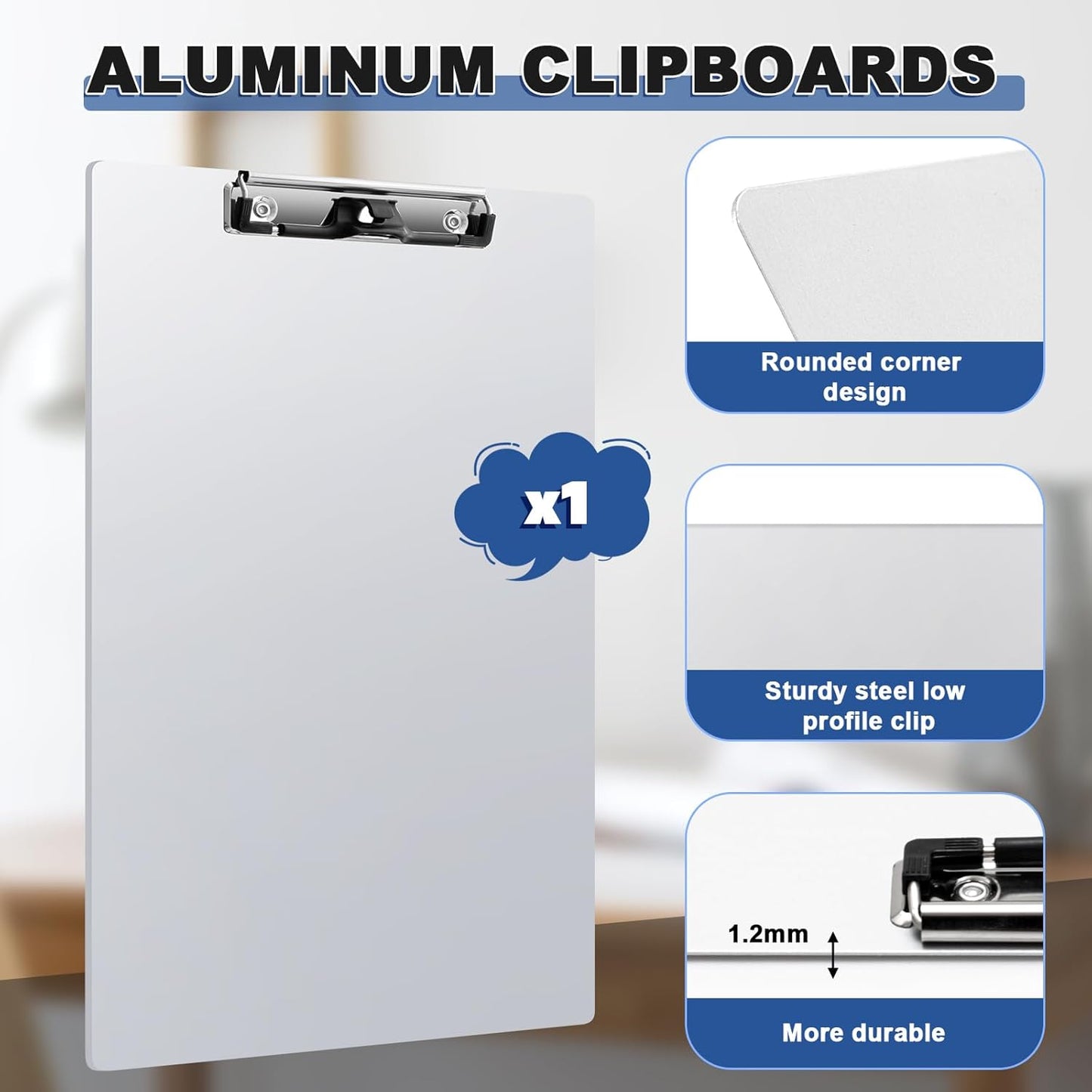 Tenceur 1 Pcs Aluminum Legal Size Clipboard 8.5x14 Inch Metal Clipboard with Metal Clip Heavy Duty High Capacity Durable Suitable for Legal Lawyers and Business School Office Supply