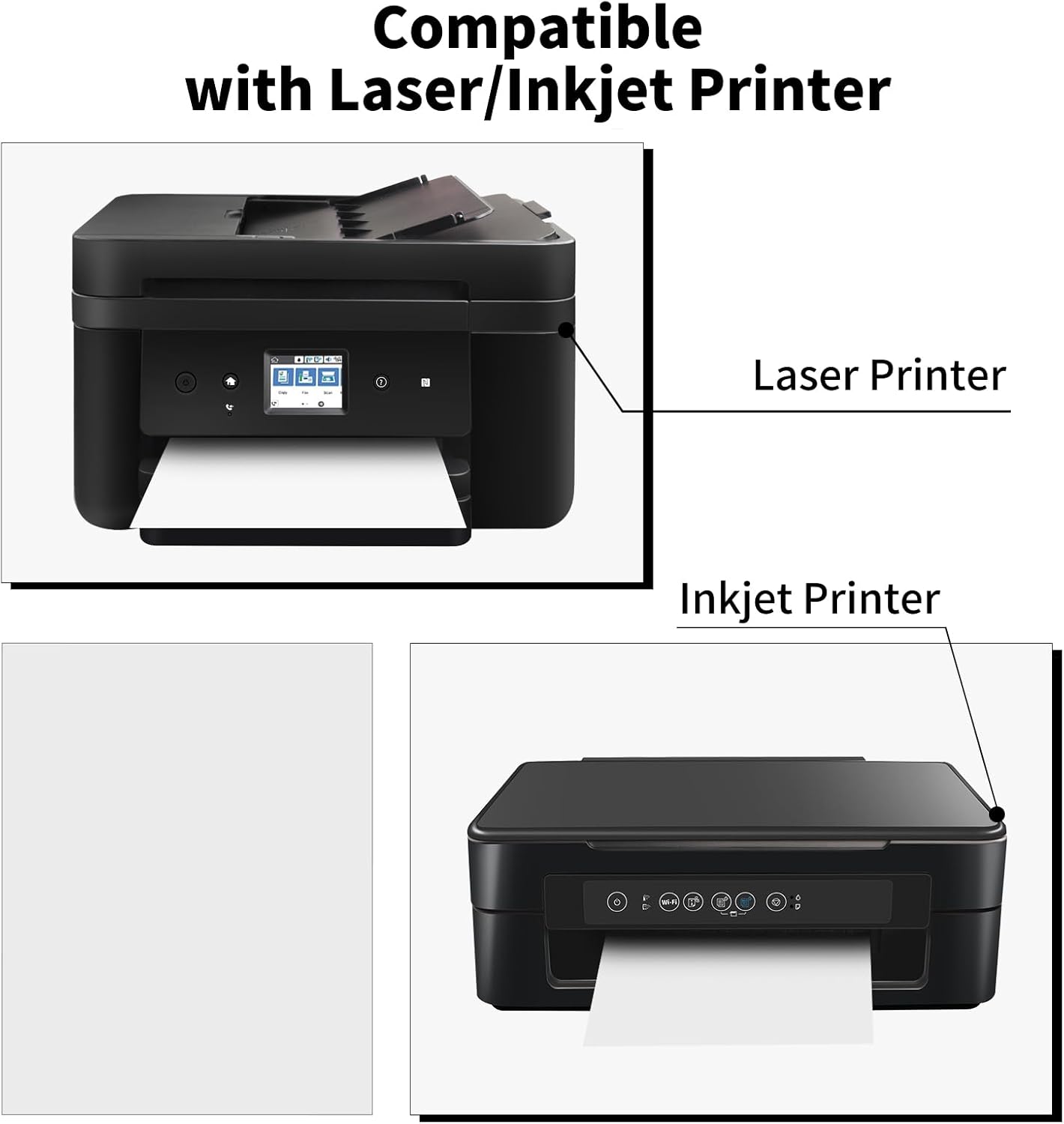8.5" x 11" Full Sheet Label Sticker Paper for Laser & Inkjet Printers,Self Adhesive Full Page Shipping Labels,Printable White Matte Mailing Label Stickers(1500 Sheets,1500 Labels)