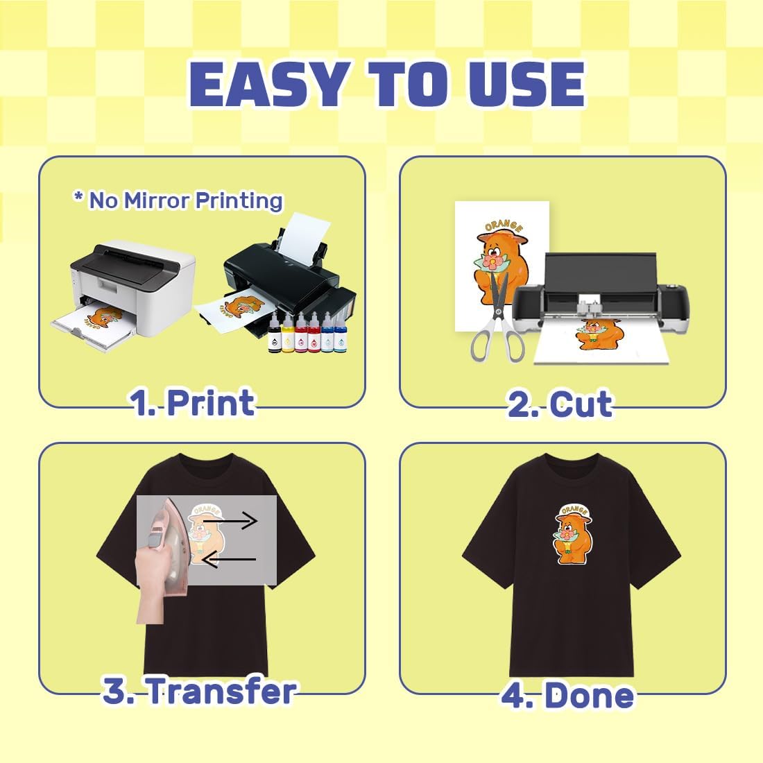 TranSmile Heat Transfer Paper for Dark Fabrics (20 Sheets, 8.5 x 11") Printable Heat Transfer Vinyl for Inkjet & Laserjet Printer Iron on Transfers for T Shirts(D3-20)