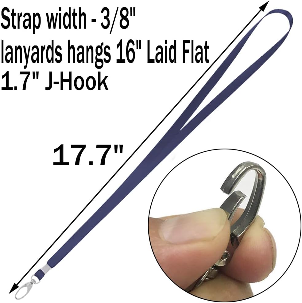 50 Pcs Lanyards Navy Blue Lanyard for Id Badges Nylon Lanyard Bulk Clip Swivel Hook for Office Id Badges Key Chains