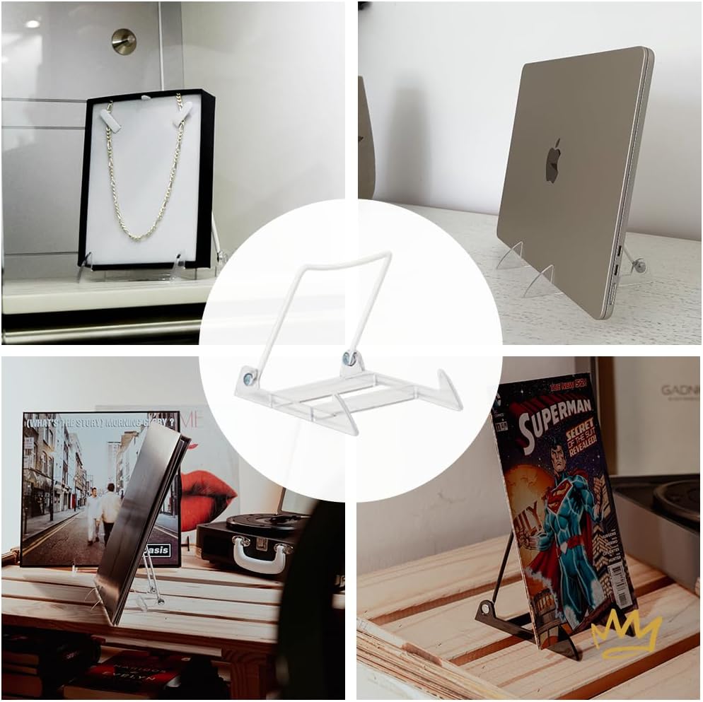 KINGDOM SOLUTIONS MADE IN USA 2-pack Sturdy & Durable Adjustable Acrylic Easels to Display Unnoticeably Plates, Art, Pictures & More - Unique on the Market