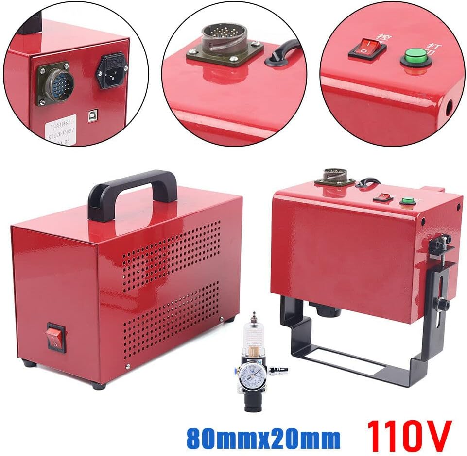 KT-PH03 Handheld Dot Peen Marking Machine, 110V 80x20mm Portable Pneumatic Dot Peen Marking Machine Air Power Metal/Dot Peen Mark Engraving Machine for VIN Code, Number Letter