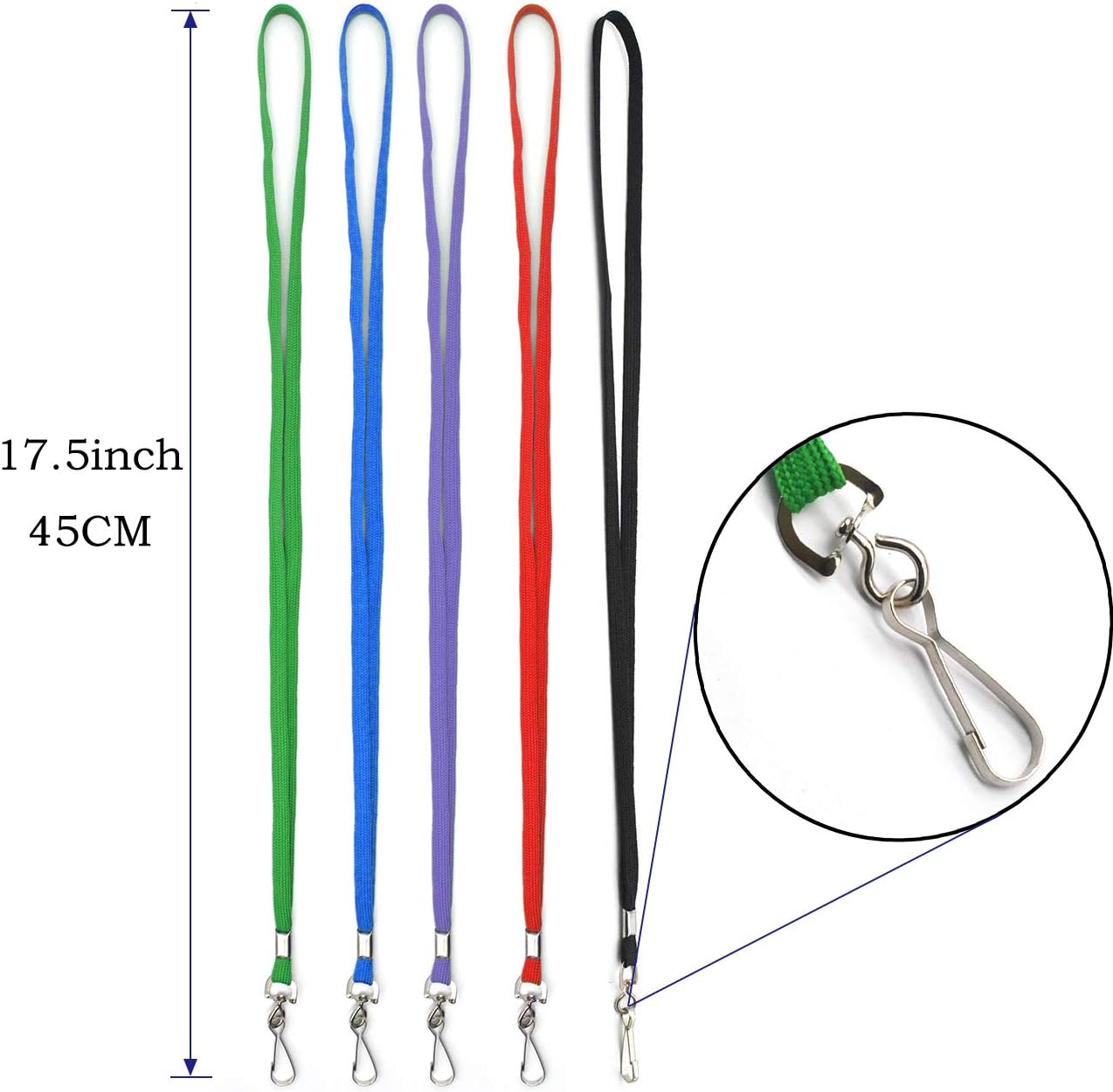 Lanyard 50PCS Lanyards with Swivel Hook clips for ID Name Badge Holder (Blue)