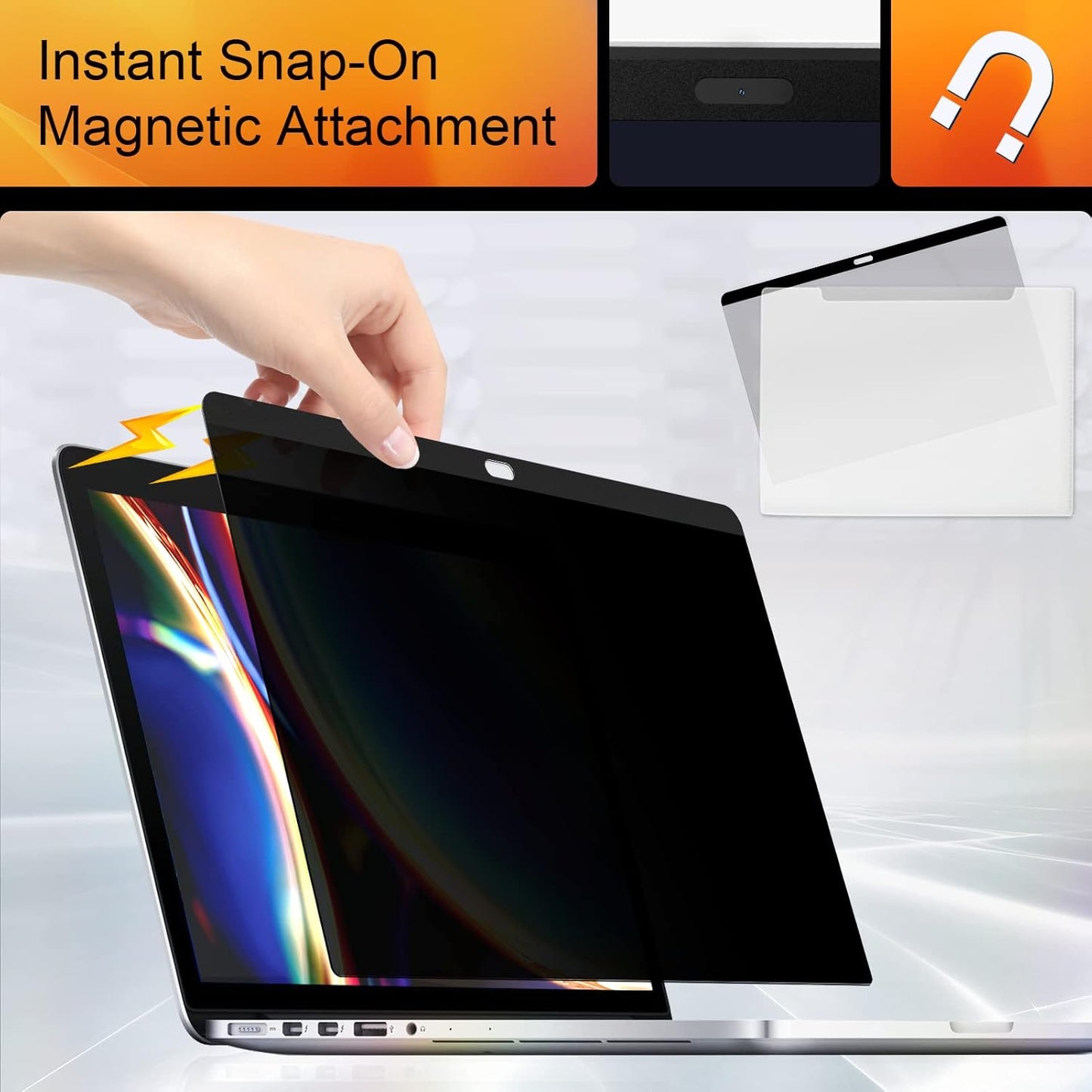 Mamol Privacy Screen MacBook Pro 15 Inch (2016-2019), Magnetic Removable Anti Blue Light Glare Filter Privacy Screen Protector for Apple Mac 15 In Laptop Model (A1707, A1990)