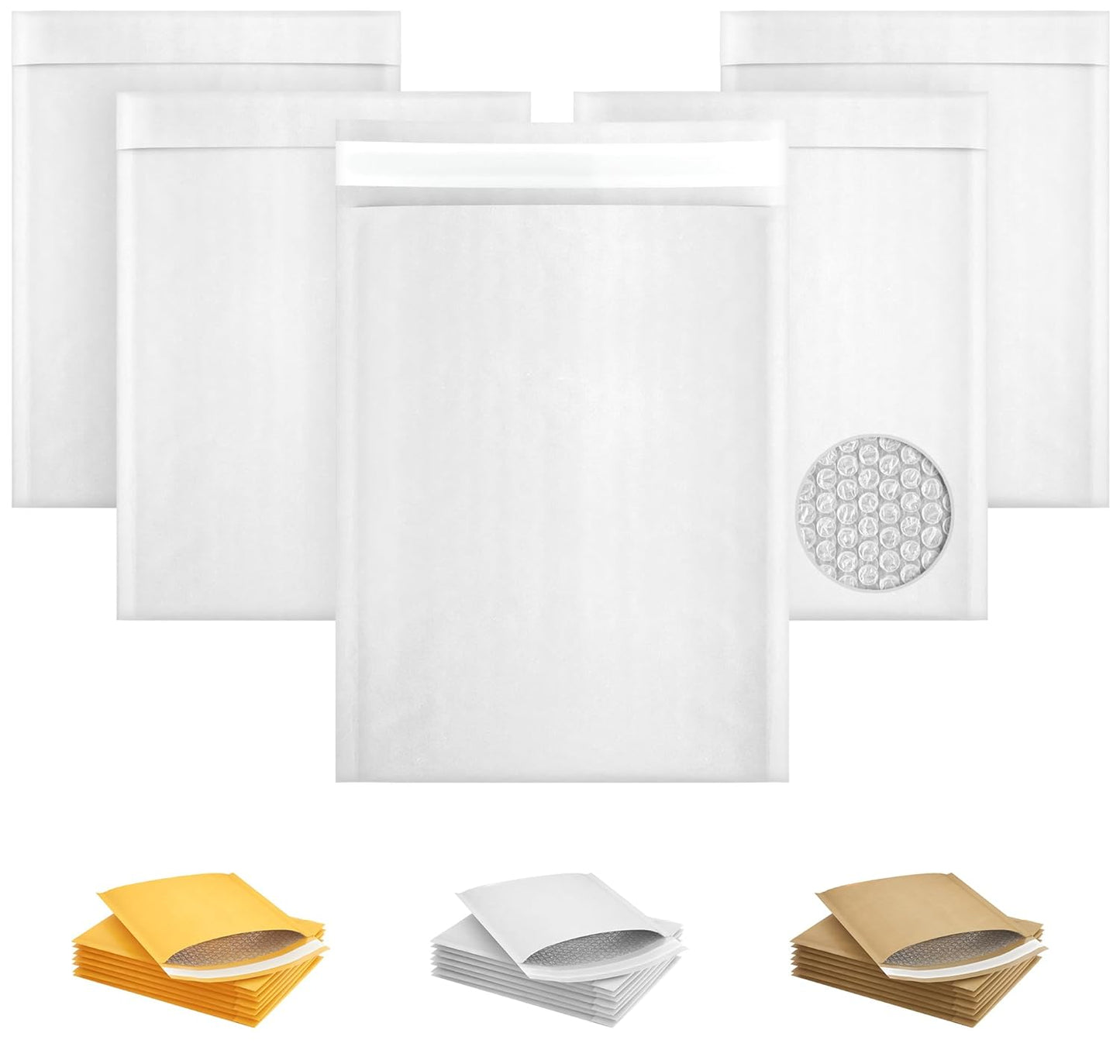 White Kraft Bubble Mailer Envelopes, 8.5 x 11 Inches. 200 Pack Mail Padded Envelopes Self Seal. Waterproof Kraft Bubble Mailers. Tear-Resistant Mailing Envelope Padded. Sturdy Paper Mailer