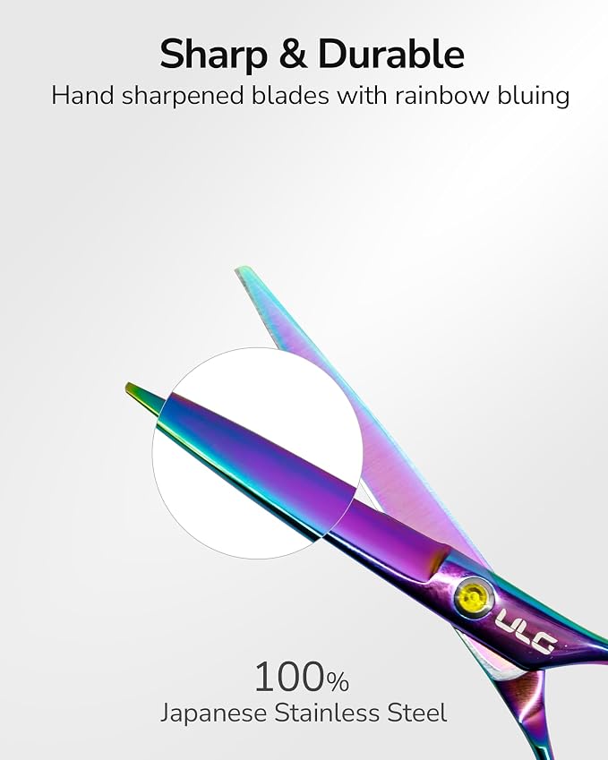 ULG Professional Hair Scissors Kit Right-Hand Razor Edge Barber Scissors Salon - Image 9