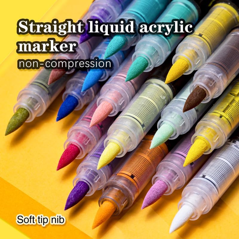 seatosea 168 Colors Paint Pens Art Acrylic Markers for Kids, Soft Brush Fine Tip Set Creative Marker Painting Pen for Coloring Book, Wood, Rock, Ceramic, Glass, Canvas and Crafts.