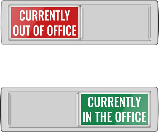 Privacy Door Sign, Currently in the Office/Currently Out of Office Magnetic Indicator, Easy to Read Privacy Sign for Workplace, Home or Conference Room - Silver