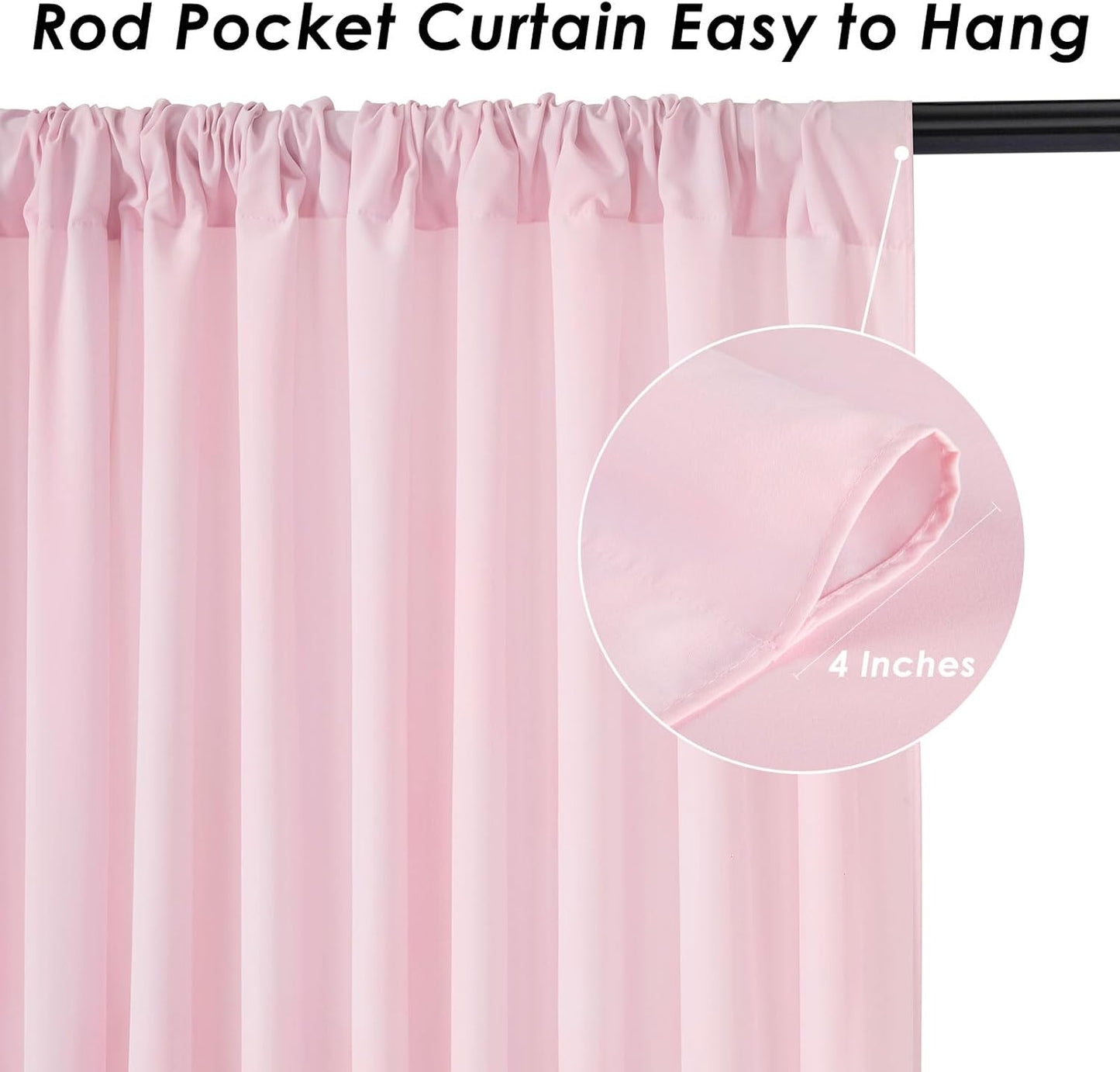 Pink Backdrop Curtains 4 Panels 5ft x 10ft Polyester Photography Backdrop Drapes for Baby Shower Party Wedding Stage Decorations
