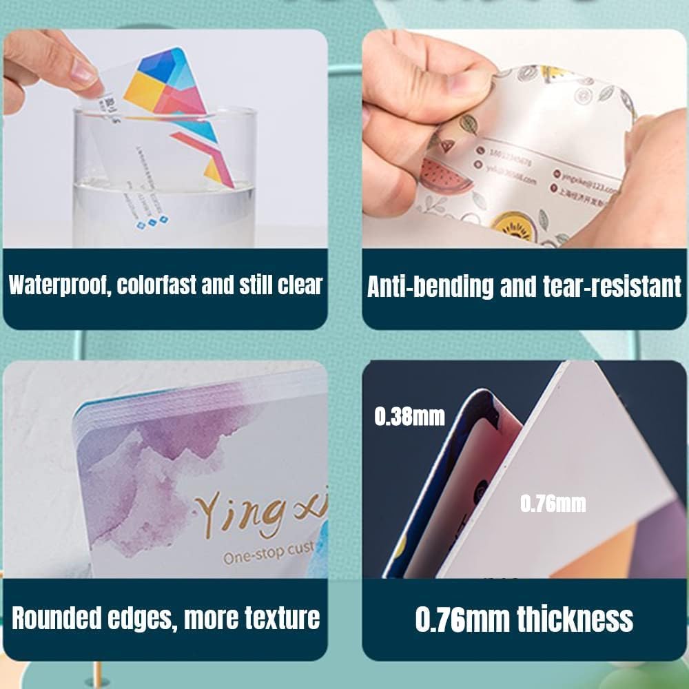 Custom Business Cards PVC Waterproof Add Photo/Text/Logo Print Your Own Business Cards Personalized Double-sided Printed Glossy Matte Frosted 0.76mm Thickness -500pcs
