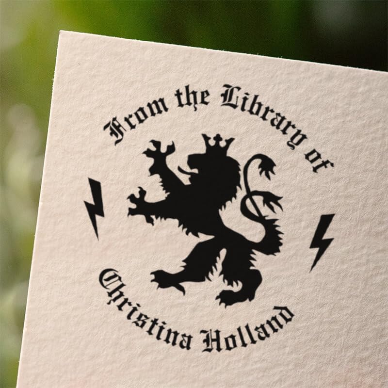 from The Library of Embossers & Stamps for Fantasy Book Readers | Custom Embosser | Custom Stamp | Ex Libris | Elevate Your Fantasy Collection of Stories and Novels (Design 9, Self-Inking Stamp)