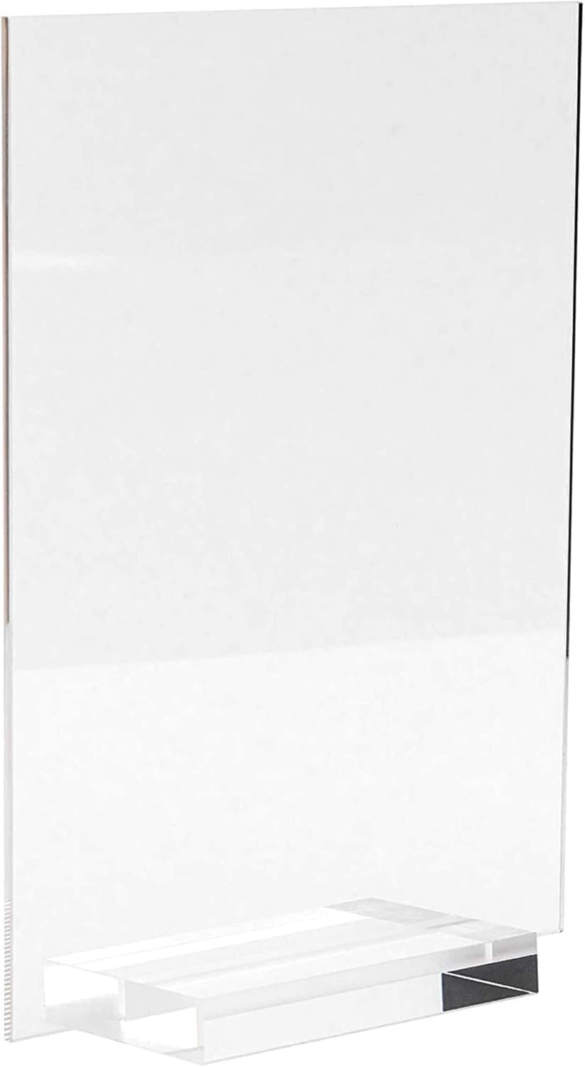 TUR Party Supplies 15 Pack 3" Large Clear Acrylic Sign Holders | Wedding Sign Holders |Table Numbers Display Stands | Acrylic Place Card Slot Stand - Acrylic Sign