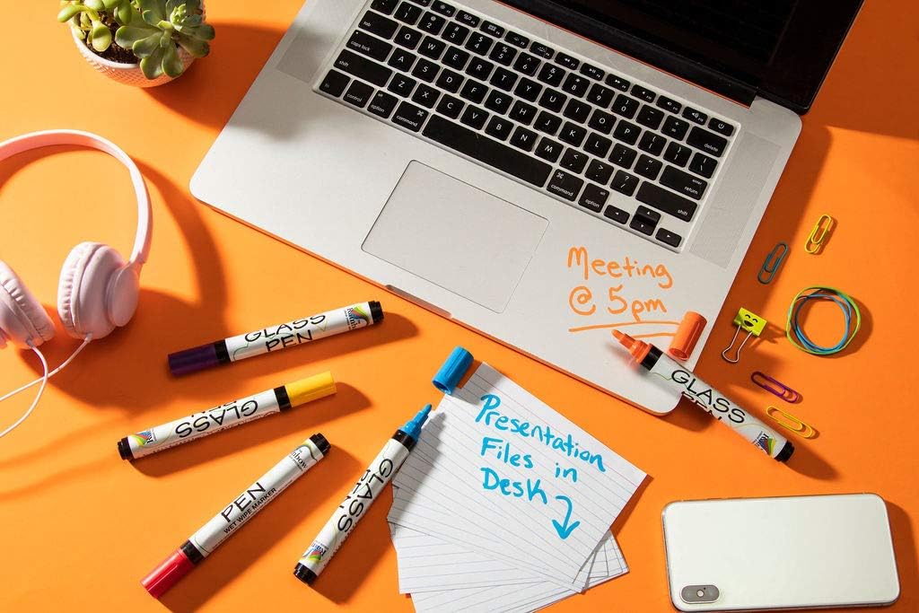 Glass Pen Window Marker: Liquid Chalk Markers for Glass, Car Marker or Mirror Pen with Washable Paint - Car Windows, Storefront Window, Wedding, Parade, Party & Holiday Decorations (White, Fine Tip)