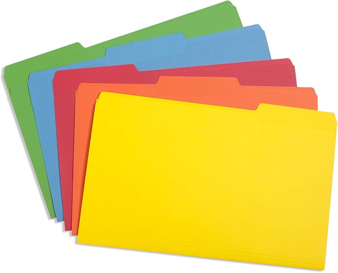 Blue Summit Supplies Colored File Folders Legal Size, 1/3 Cut Tab, 100 Per Box - Image 2