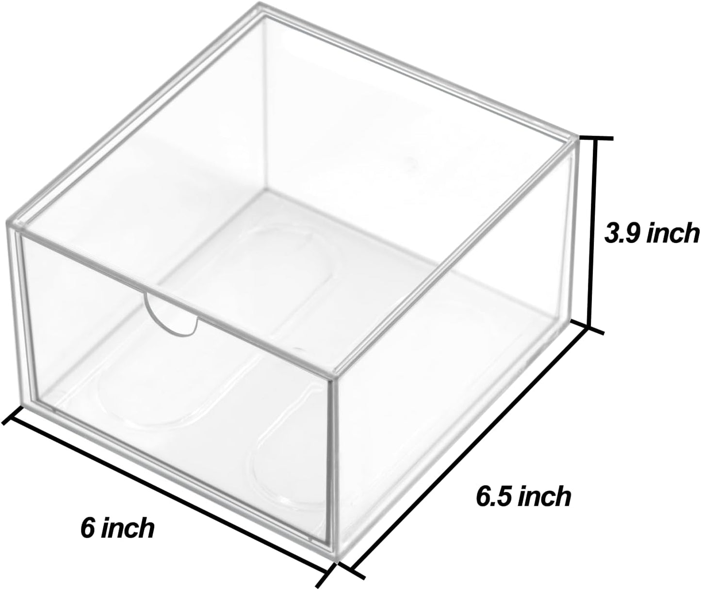 Clear Drawer, Arclic Box, Makeup Organizer Container, 6,5" Storage Drawer for Bathroom Dresser Vainty, Tissue Dryer Sheet Holder Disposable Face Towels Organizer, Light Gray