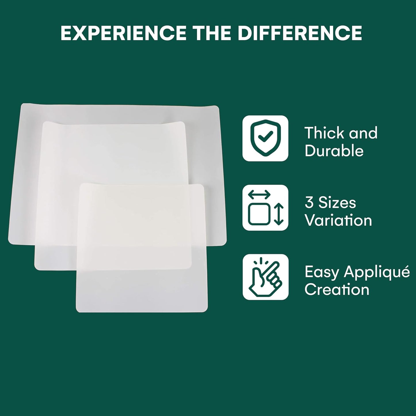 3 Pack PTFE Sheet/Teflon Sheets Multiple Sizes. Non Stick Transparent Reusable Sheets, Extra-Thick and Heat Resistant. Great as Applique Pressing Sheet, Heat Press Transfer, Ironing, Arts and Crafts
