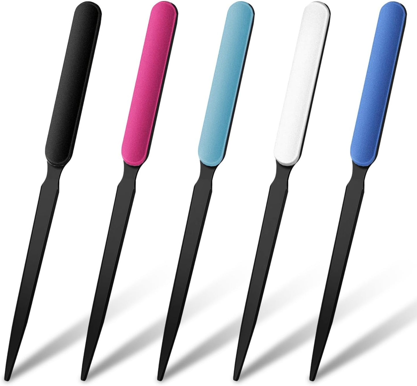 Letter Opener Knife Stainless Steel 5PCS Office Letter Opener, Envelope Openers, Lightweight Mail Slitters, Letter Knives for Office Home Supplie (Black, White, Light Blue, Royal Blue, Rose Red)