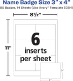 Avery Customizable Name Badge Clips, 2 Packs, 80 Printable Inserts and Badge - Image 2