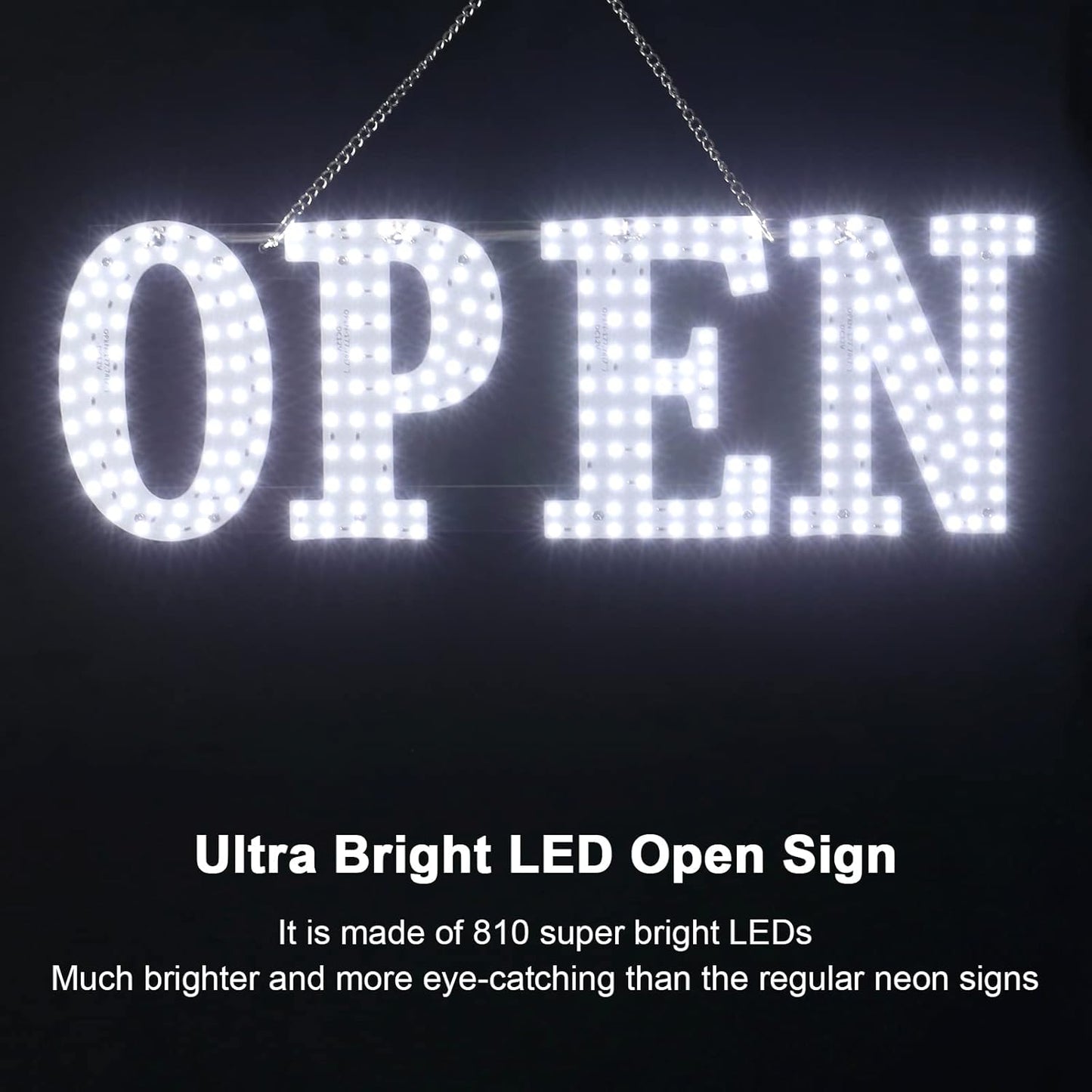 40"x14" Extra Large LED Open Signs for Business, Unique Design Super Bright Open Sign with Chain, High Visibility Open Sign for Stores Bar Hotel Retail Shops Window Salon Office