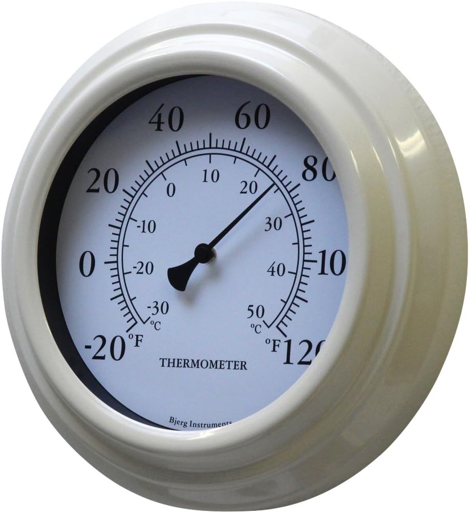 8" Cream Decorative Indoor/Outdoor Thermometer