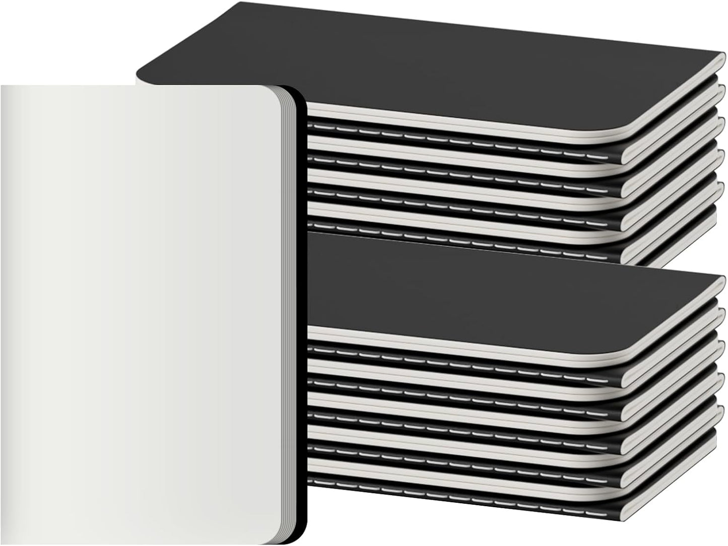 Blank Pocket Notebooks, 20 Pack Small Notebook Bulk, 3.5x5.5 inch, A6 Size Thick 80GSM Unlined Paper, Black Cover Mini Journal for Men, Women, Journaling & Business Notes