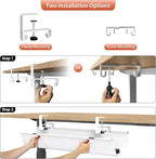 Univivi No Drill Under Desk Cable Management Tray, Clamp/Screw Mount Desk Cable - Image 6