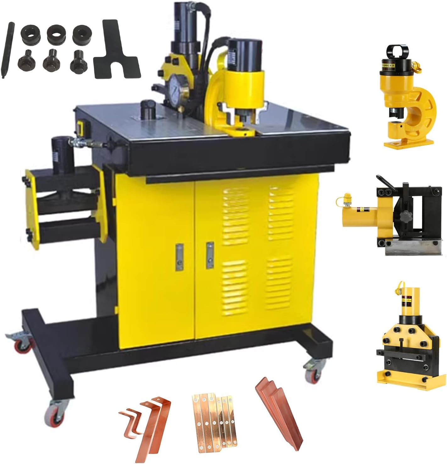 INTSUPERMAI 3 in 1 Busbar Processor Machine Hydraulic Punching Bending Cutting Machine Copper Busbar Processor Cutting, Punching, flating bend110V