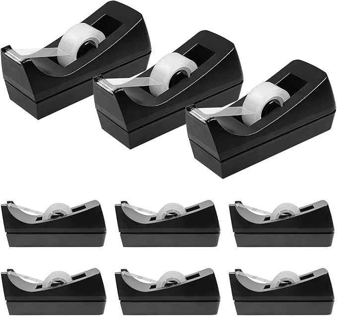 10 Pack Black Desktop Tape Dispensers Bulk Tape Roll Dispenser Non Skid Base by Unknown