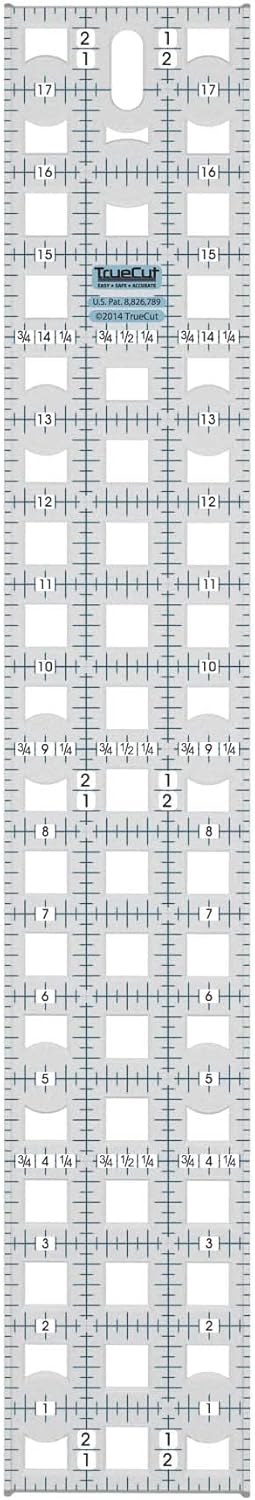 TrueCut, Ruler, Innovative Ruler Track and Cutter Guide System, Measures 3 x 18 Inches with 1/8-inch Increments