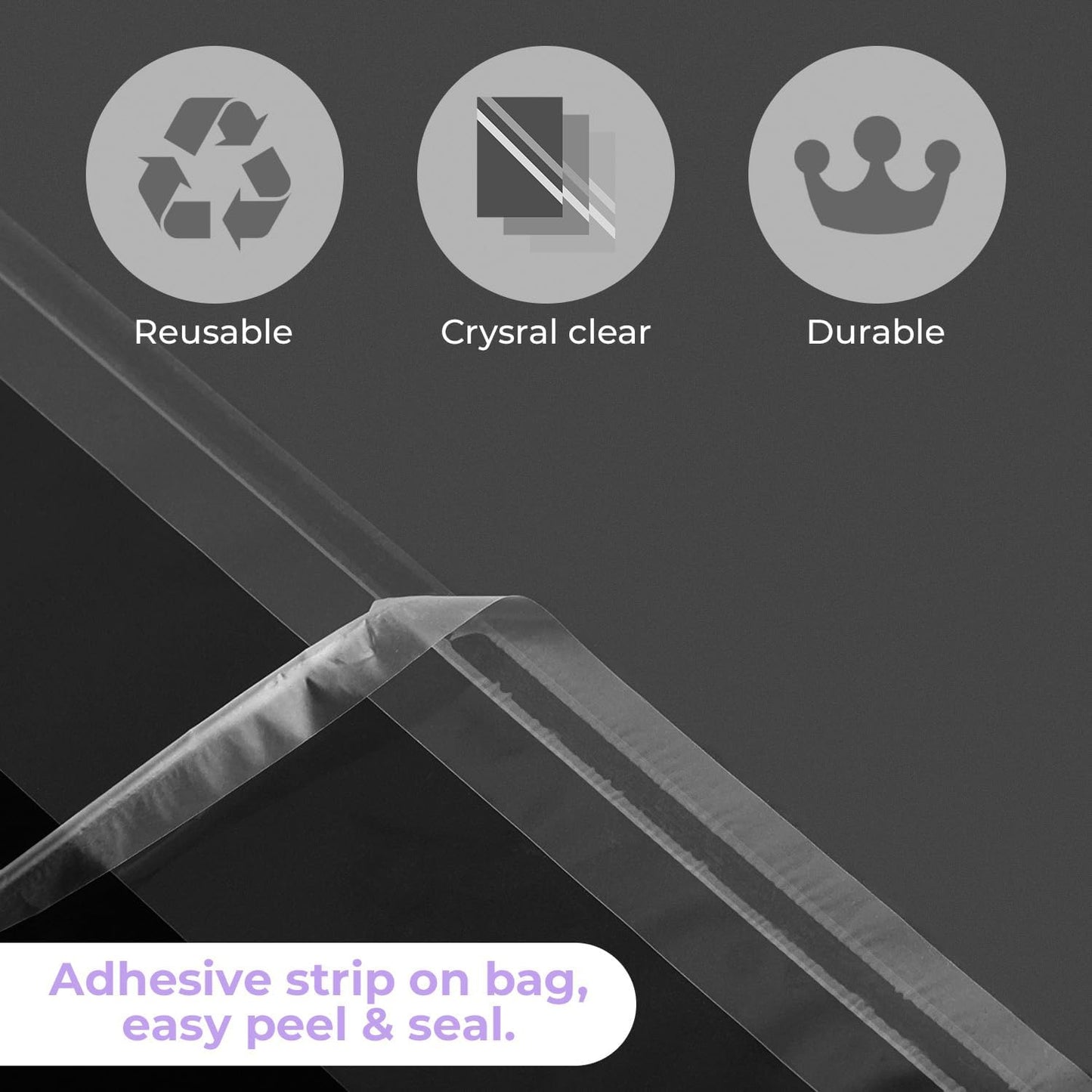 Frametory, 25 Pack 9 7/16"x12 1/4" Acid-Free Clear Plastic Bags, Self Seal Crystal Photo Sleeves for 9X12 Framing Mat Mattes, Prints, A4 & Letter Sized Documents