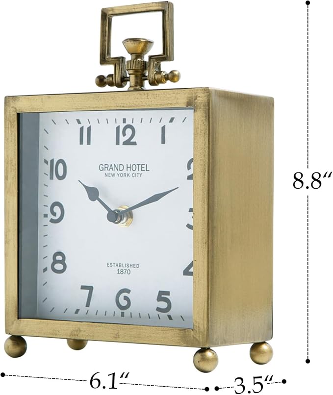 NIKKY HOME Vintage Gold Table Clock, Silent Classic Large Mantel Clock | - Image 4