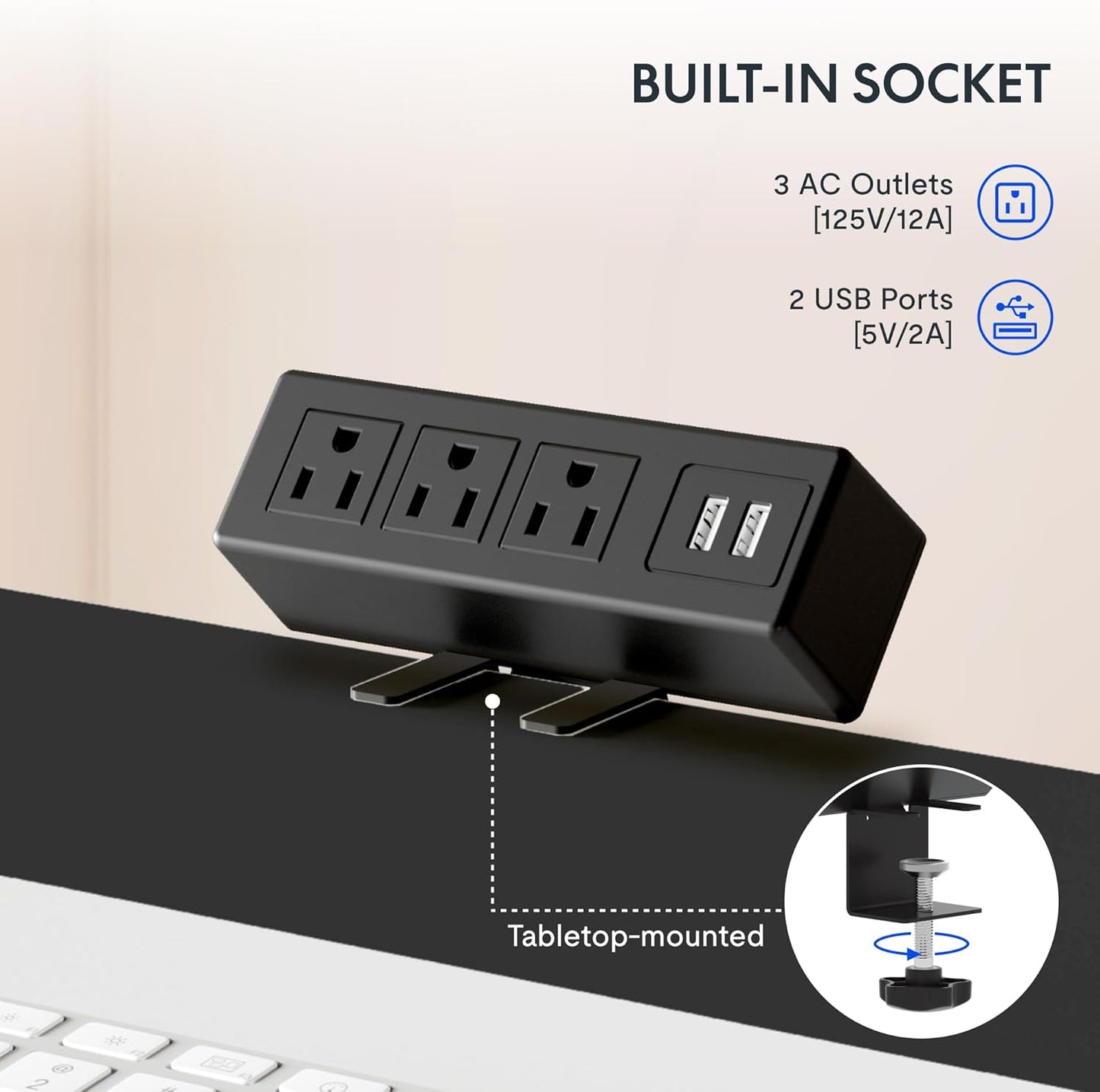 FLEXISPOT EN2 Whole-Piece Standing Desk with Clamp Power Strip, 40 x 24'' Electric Stand Up Height Adjustable Desk with Cable Management (Black Frame + 40" Mahogany Top, 2 Packages)