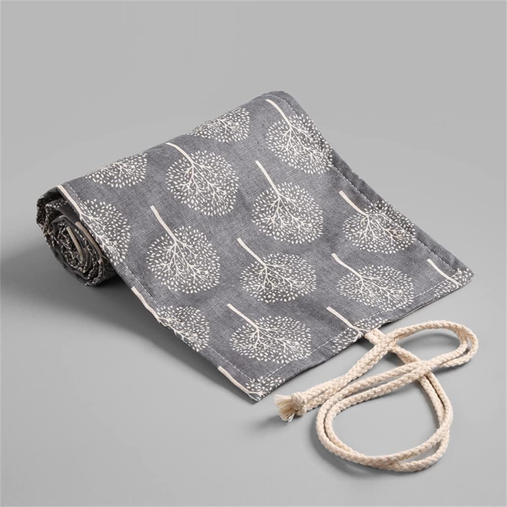 DIYOMR 12/24/36/72 Slots Pencil Wrap Roll, Artist Colored Roll Up Bag, Short Brushes Pouch Case Organizer for Drawing Coloring and Sketching, No Pencils (Trees, 12slots)