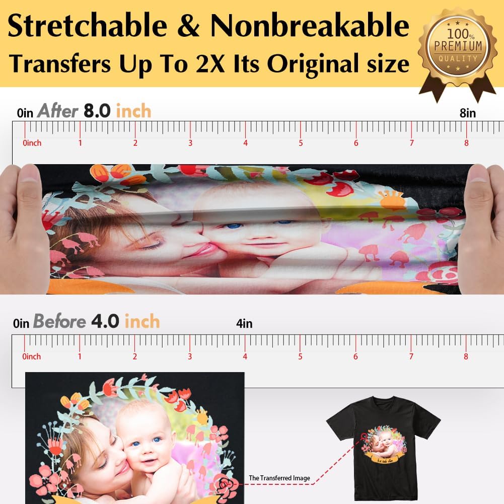 TransOurDream Tru-Iron on Heat Transfer Paper for Dark Fabric (20 Sheets, 11x17") T Shirt Transfers Paper for Inkjet Printer Printable Heat Transfer Vinyl for T-Shirts