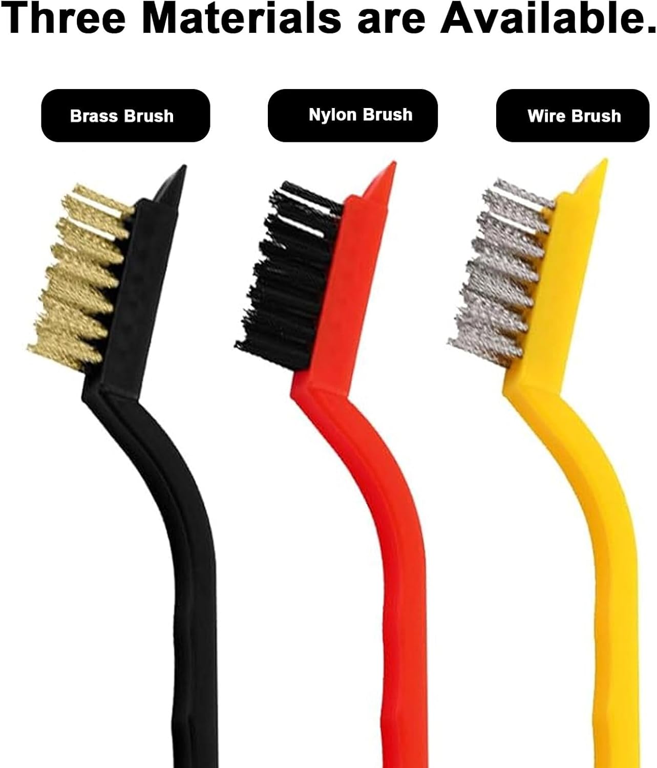Crevice Cleaning Brush, Nylon, Brass, Small Metal Wire Brush with Curved Handle Grip for Rust, Dirt Paint Cleaning, Paint and Stain