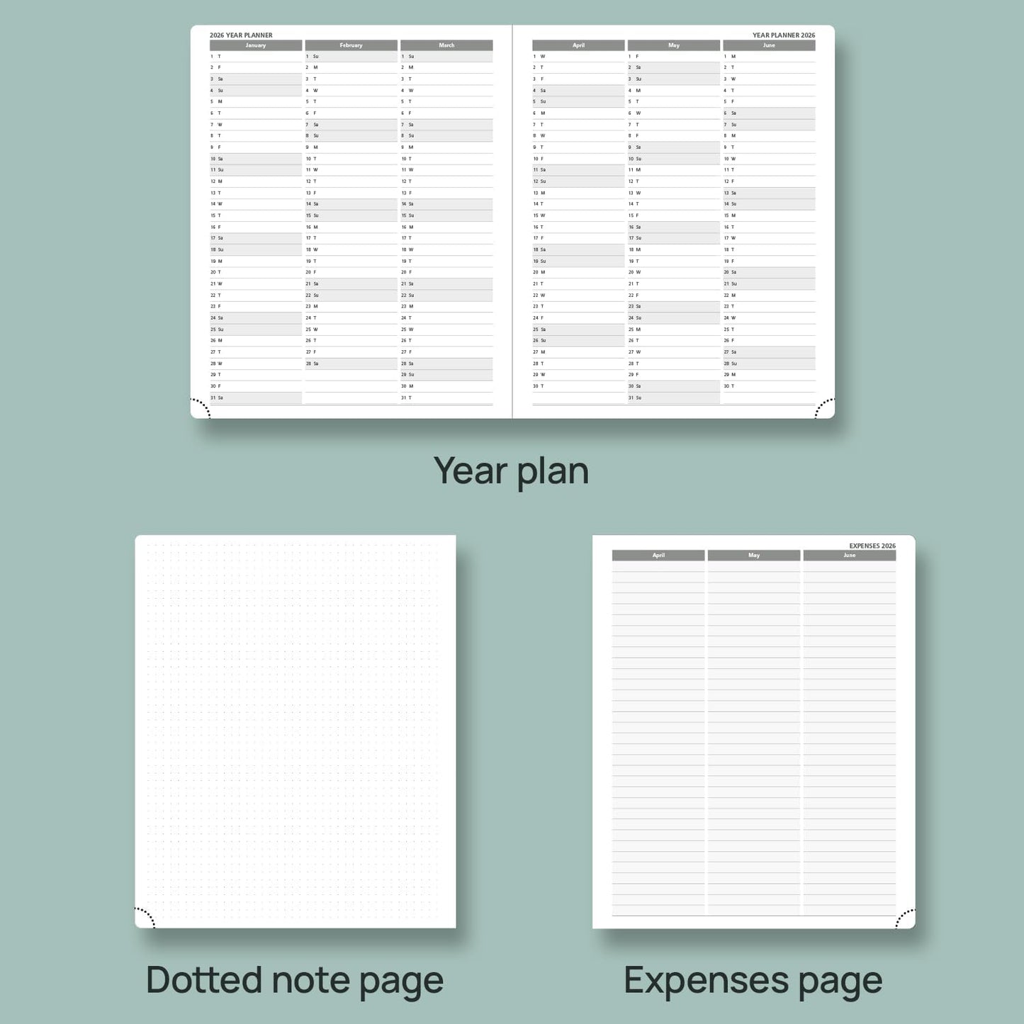 POPRUN Planner 2025-2026 (Large - 8.5'' x 10.5'') Academic Weekly Calendar (July 2025 - June 2026) with Hourly Time Slots, Monthly Tabs, 100GSM Thick Papers, Leather Soft Cover - Green