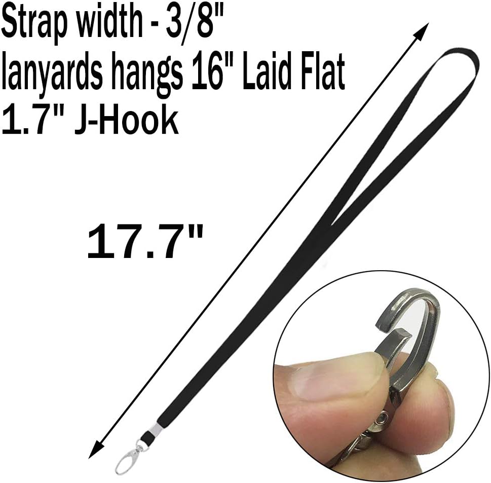 50 Pcs Lanyards Black Lanyard for Id Badges Nylon Lanyard Bulk Clip Swivel Hook for Office Id Badges Key Chains