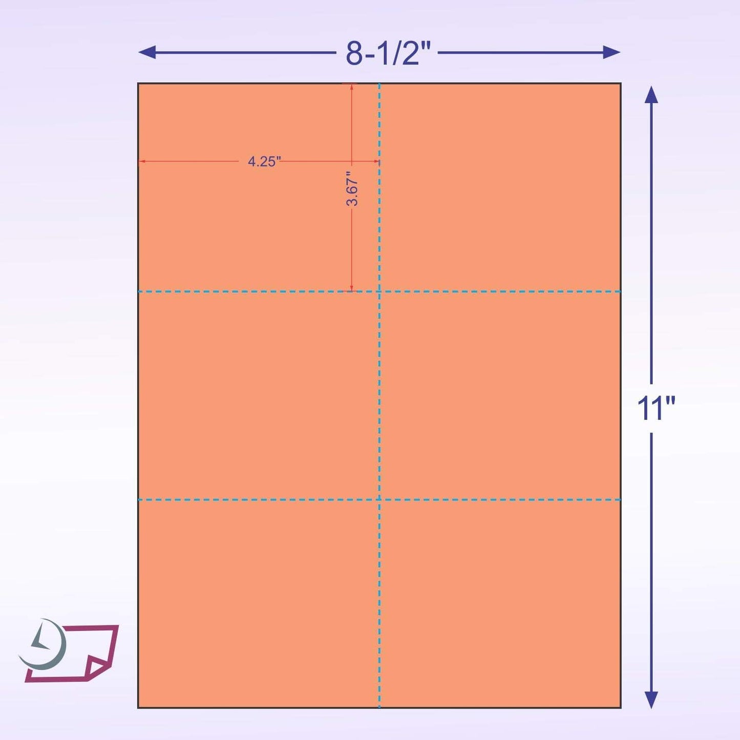 NextDayLabels - Laser Printer Blank Perforated Cards 6 up per Page (Salmon, 300 Cards)