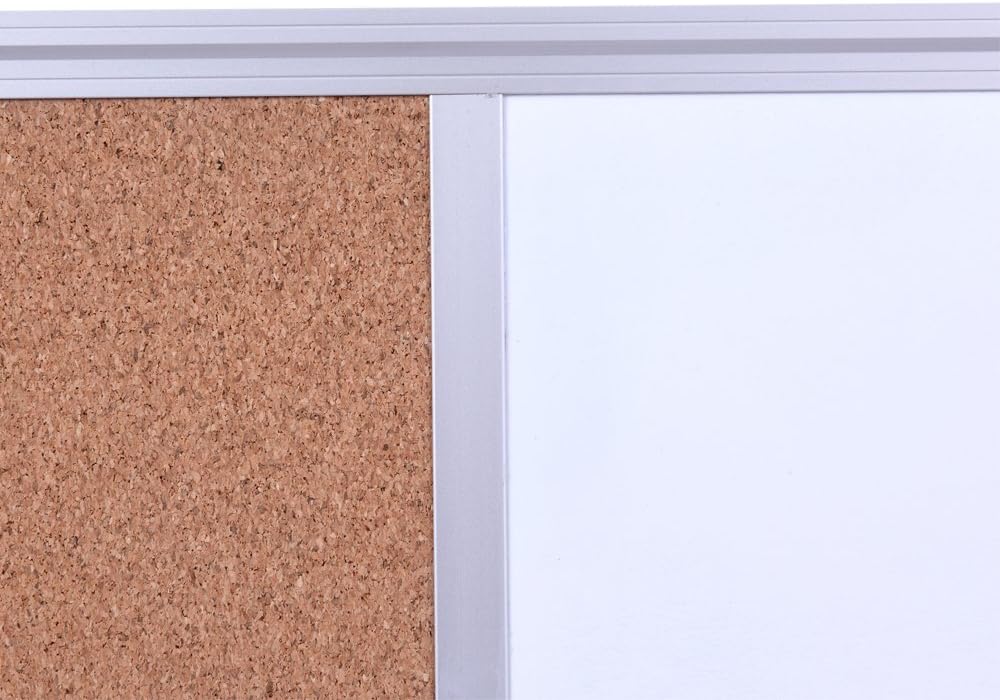 48 x 36 Inch Magnetic Dry Erase Cork Bulletin Combo Board, Wall Mounted Whiteboard & Corkboard Combination Board with Aluminum Frame