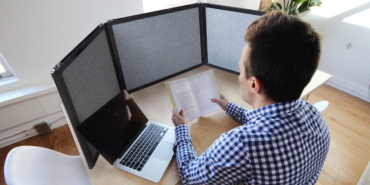 Versare Folding Tabletop Display | 3-Panel Partition | Lightweight Portable Workspace Divider | Royal Blue 78" x 24"