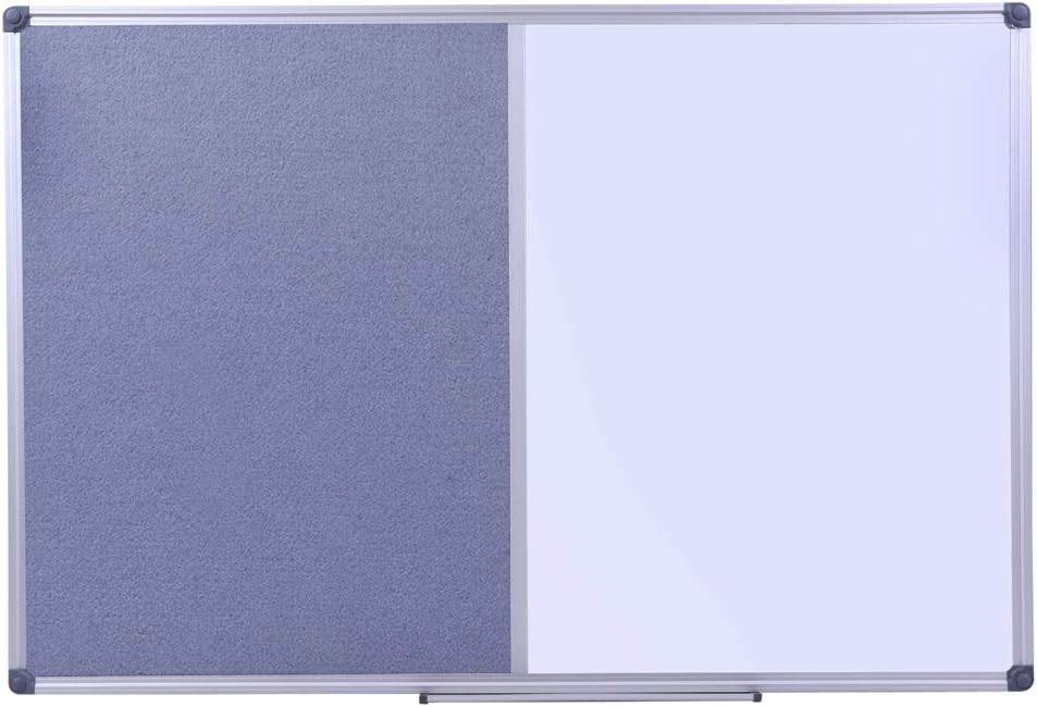 48"x36" Large Magnetic Combo Board - Dry Erase Whiteboard & Grey Bulletin Board Combination | Framed Corkboard & Magnetic Whiteboard for Office, Classroom, Home | Durable Aluminum Frame