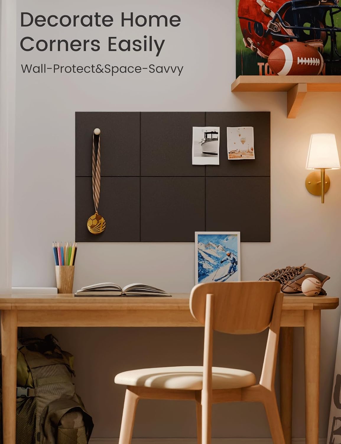 Felt Bulletin Board Tiles -28"x18" Cork Board Alternative for Office Decor, Push Pin Board Wall Organizer 6-Pack - Charcoal Gray