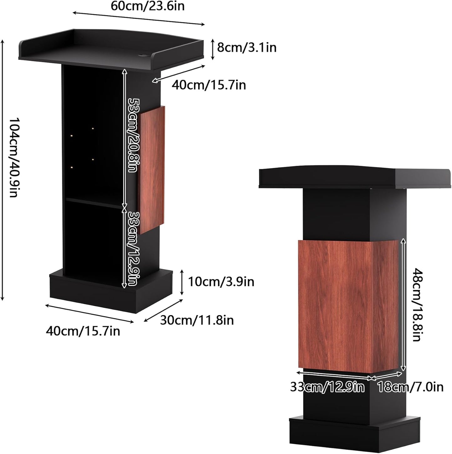 Wood Podium,Lectern Stand,12MM Particle Board,Podium with Storage,Mic Stand Space,Easy Installation Wooden Stand for Restaurants,Churches,Seminars and Schools