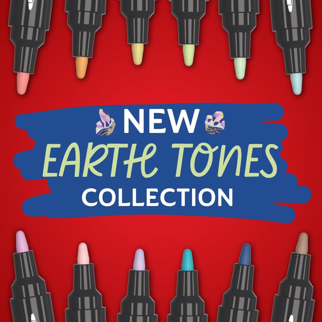 Sharpie Creative Markers, Earth Tones, Water-Based Acrylic, Bullet Tip, Assorted Colors, 12 Count – Arts & Crafts, School Classroom; Works on Paper, Metal, Wood, Ceramic, Glass, Rock, Canvas
