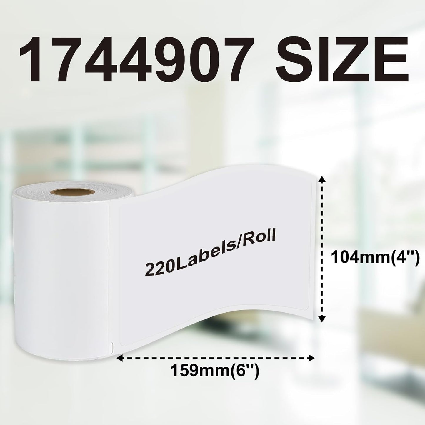 Hehua 10-Roll 1744907 with RFID Chip, 4 x 6 Direct Thermal Printer Shipping Labels, Compatible with DYMO LabelWriter 5XL 4XL LW Extra-Large Internet Postage Labels, 4" x 6" Size, Total 2200 Quantity